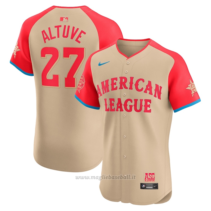 Maglia Baseball Uomo All Star 2024 Jose Altuve American League Elite Crema